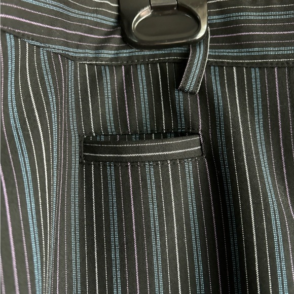 The Limited sz4 black with blue and cream pin striped wide legged pants - Picture 4 of 10